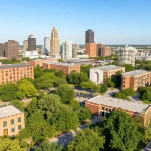 Urban landscape of Austin showing mixed-use developments