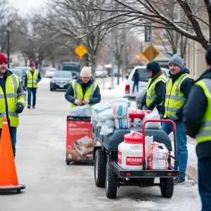 City workers preparing roads for winter weather in Austin, Texas