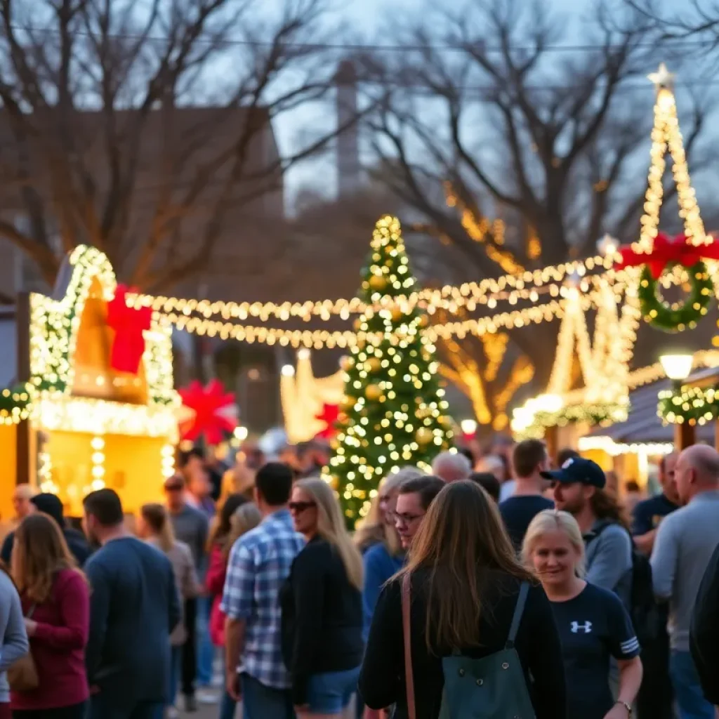 People celebrating at various holiday events in Austin