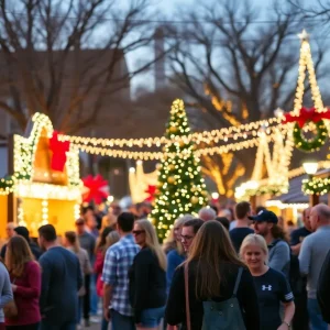 People celebrating at various holiday events in Austin