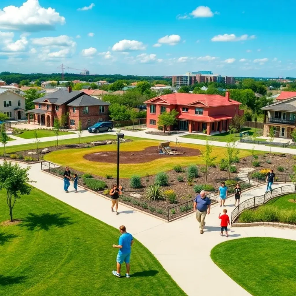 Families enjoying the outdoor community space in Goodnight Ranch