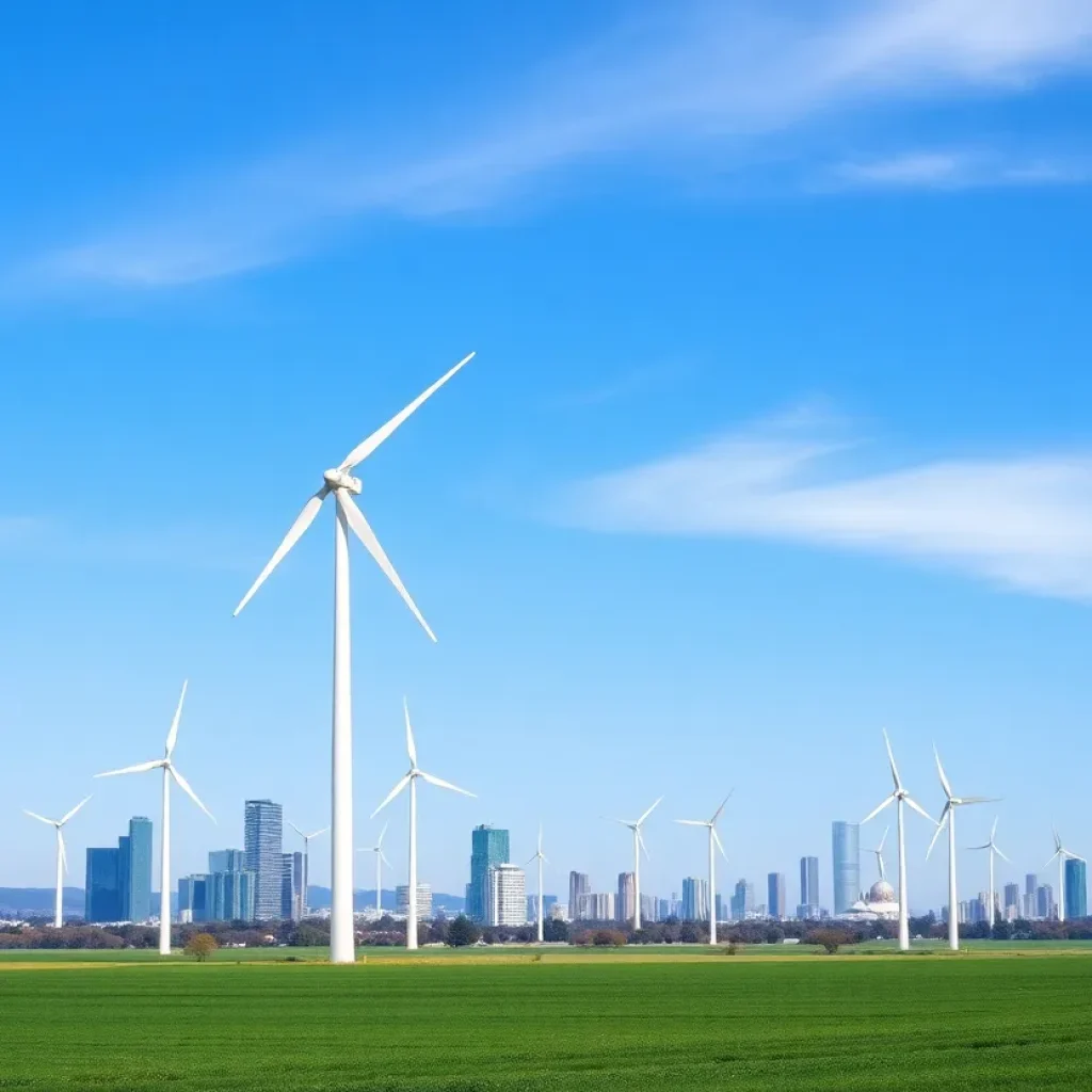 A scenic view of a wind turbine farm symbolizing renewable energy.