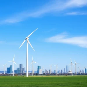 A scenic view of a wind turbine farm symbolizing renewable energy.