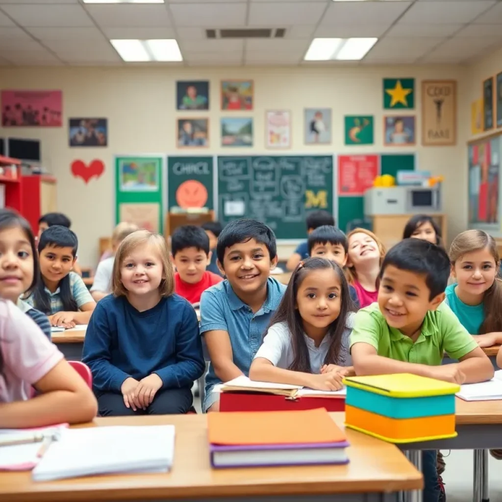 Classroom representing school choice options in Texas