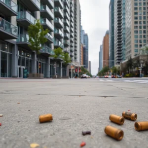 Scene of a shooting incident at a condo complex in downtown Austin