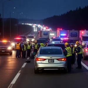 Emergency responders at a vehicle accident scene