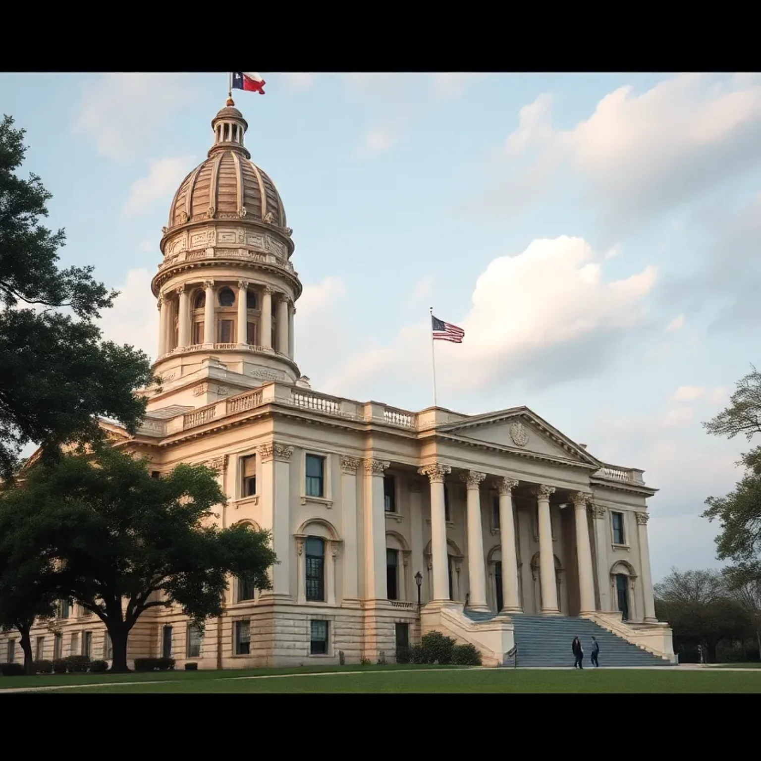 Historical view of Austin capitol building in the 19th century