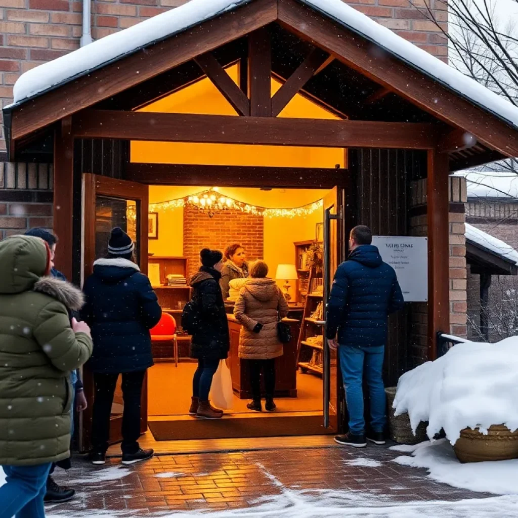 Inside an Austin cold weather shelter with people staying warm