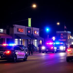 Police officers at a crime scene in Austin, Texas