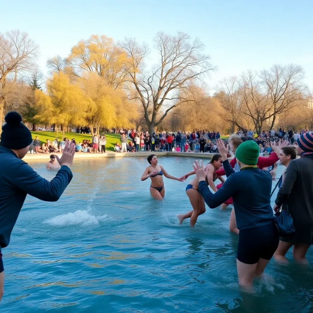 Participants preparing for the Barton Springs Polar Bear Plunge