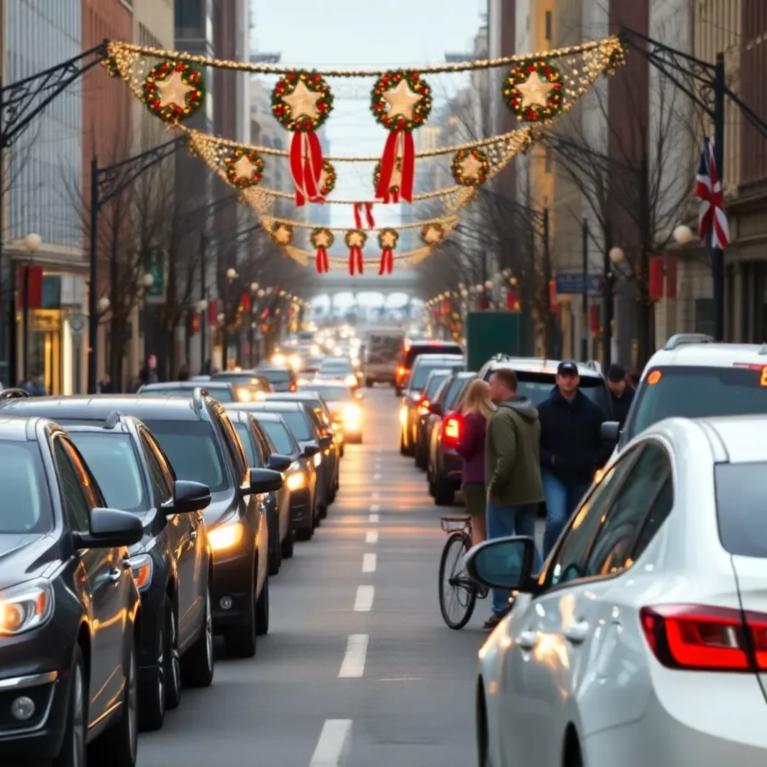 A busy urban street with pedestrians and traffic highlighting the need for pedestrian safety.