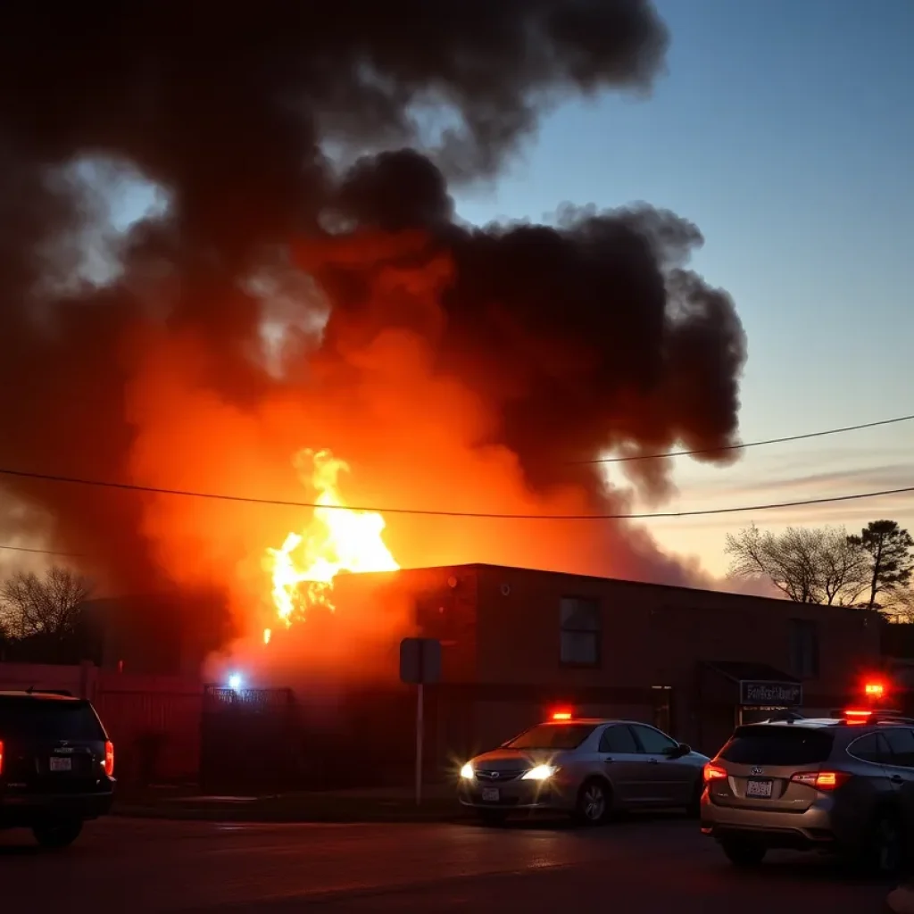 Firefighters combating a blaze in South Austin