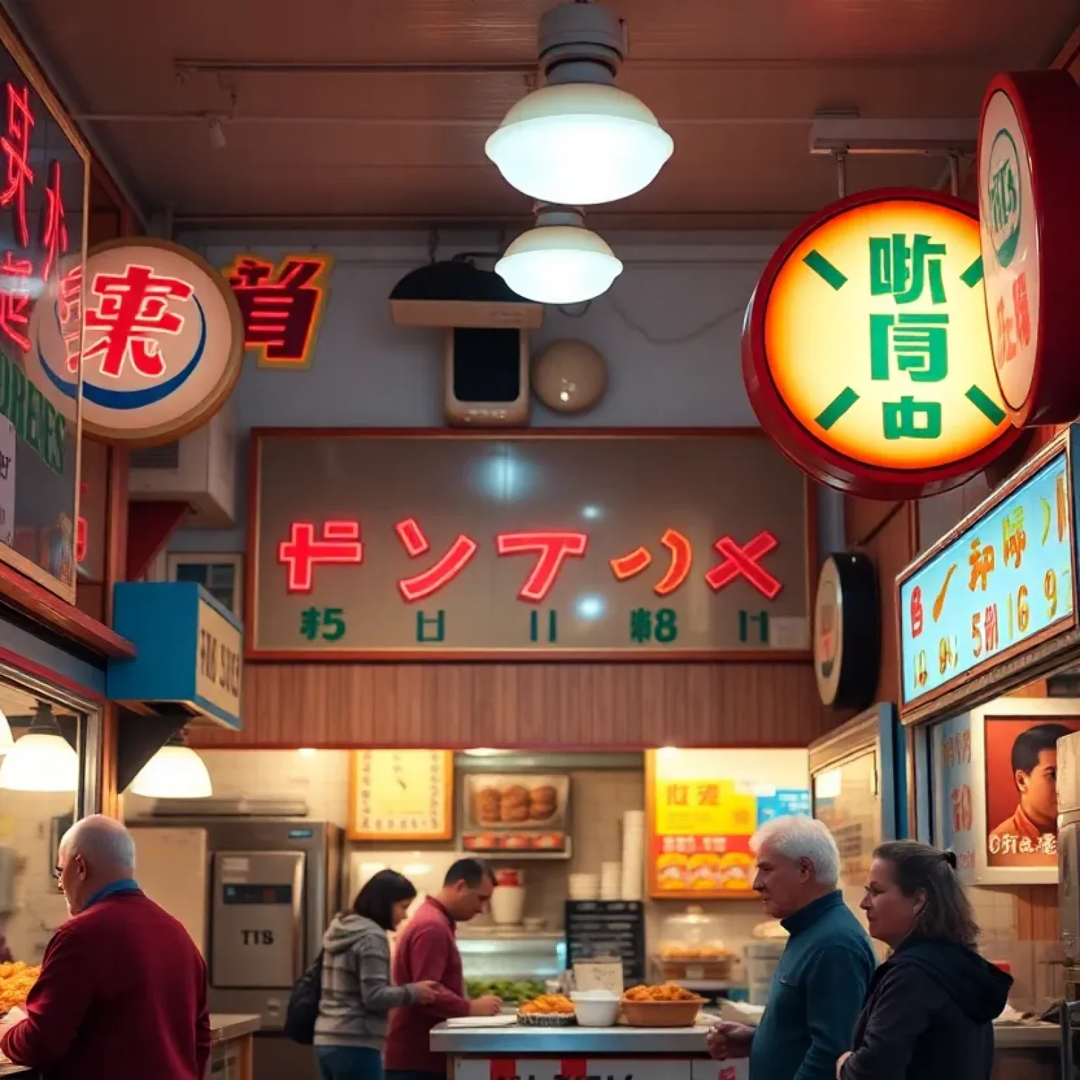 Interior of the Gizzard Store with fried foods and customers