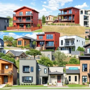 Aerial view of various housing developments in Austin, Texas