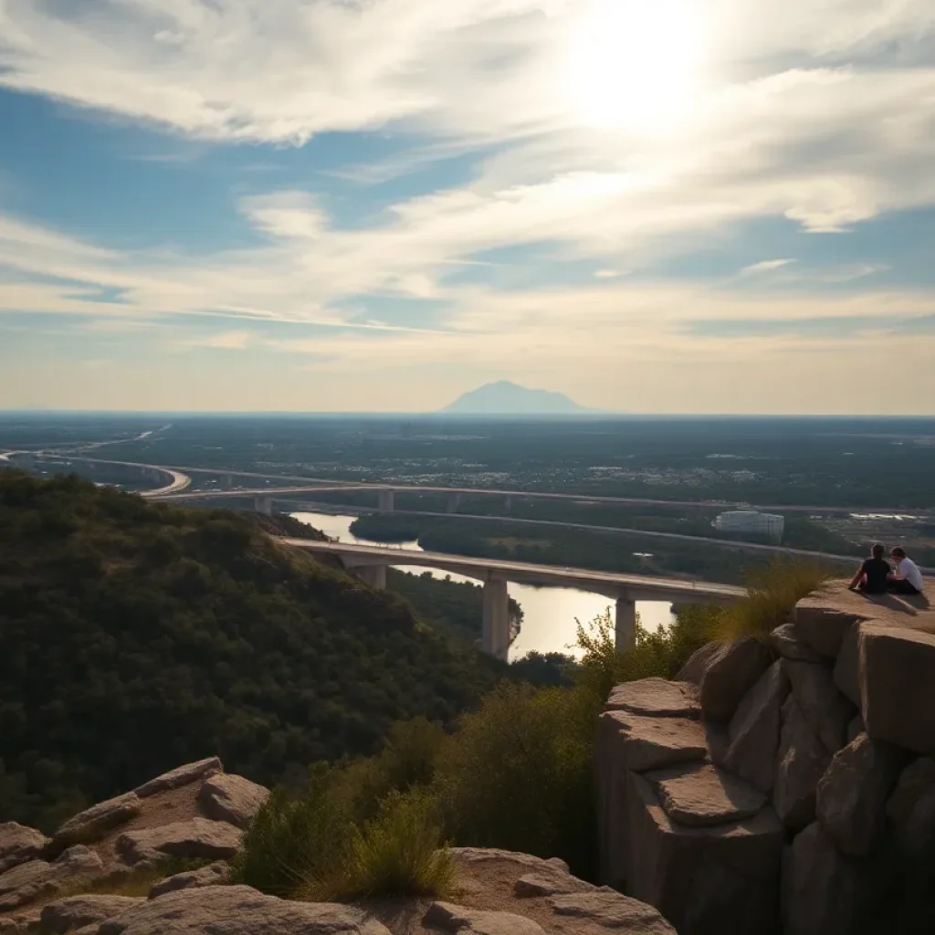 Scenic view of Loop 360 overlook with vivid landscape and visitors