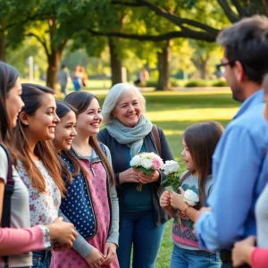 Community gathering in memory of an educator