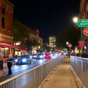 Vibrant Sixth Street nightlife with safety measures in place