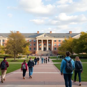 Students enjoying campus life at a university