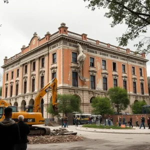 Demolition of the Steve Hicks School of Social Work building at the University of Texas Austin