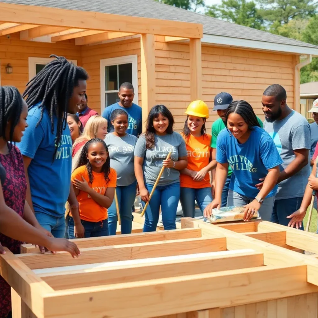 Volunteers building a home for a family in Hutto, Texas.