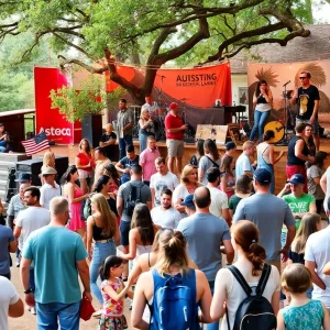 A lively collage of weekend events in Austin showcasing music, nature, and community activities.