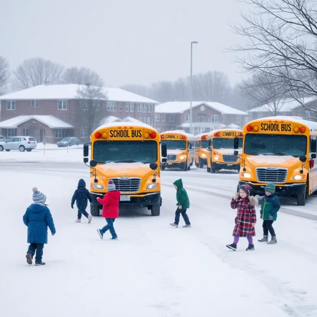 Snowy landscape affecting schools in Central Texas