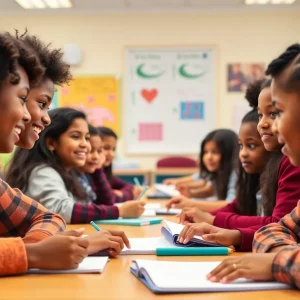 Classroom scene representing the Texas school voucher initiative