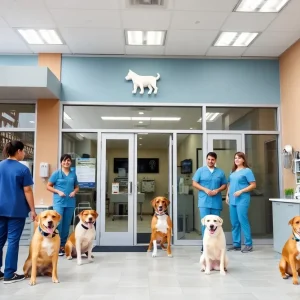 Exterior view of the new animal hospital at Austin Pets Alive.