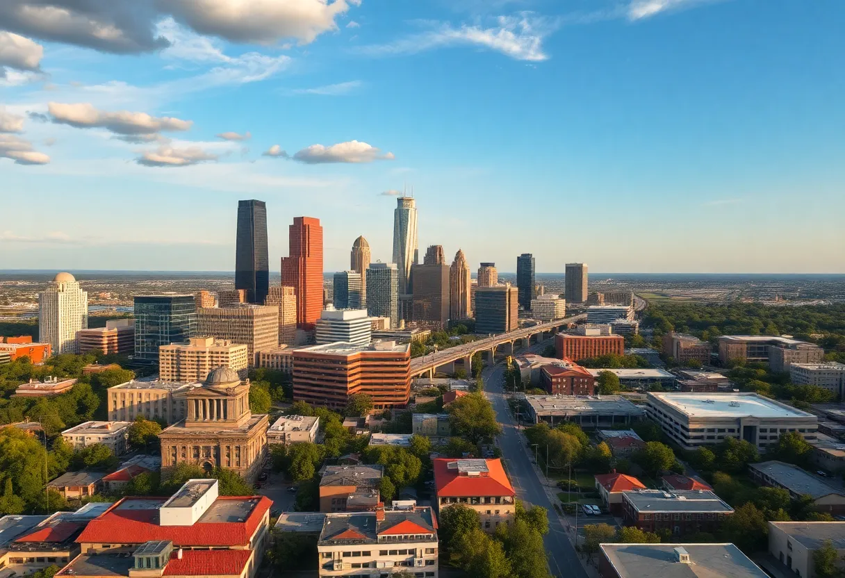 Aerial view of Austin showcasing urban development.