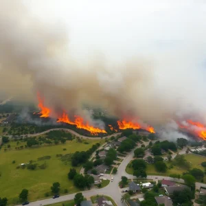 Firefighters battling a grass fire in southeast Austin