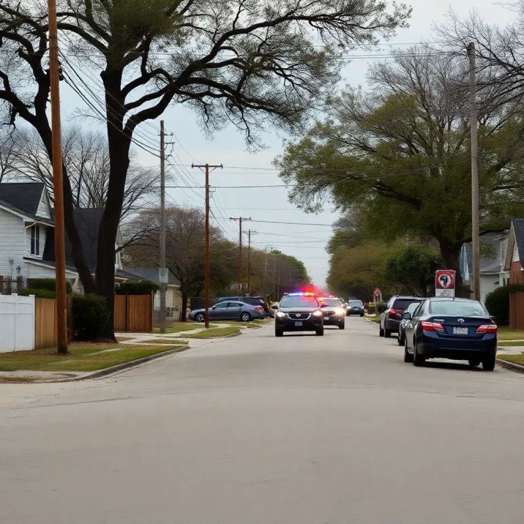Neighborhood scene reflecting the community reaction to violence in Austin