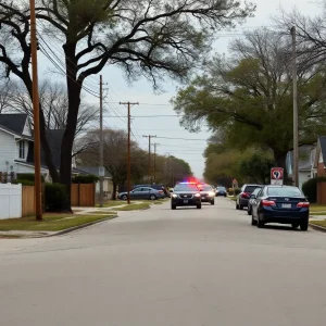 Neighborhood scene reflecting the community reaction to violence in Austin
