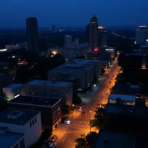 Austin cityscape during a power outage