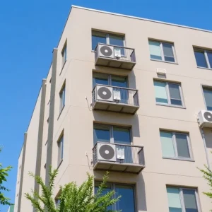 Residential building in Austin with visible air conditioning units