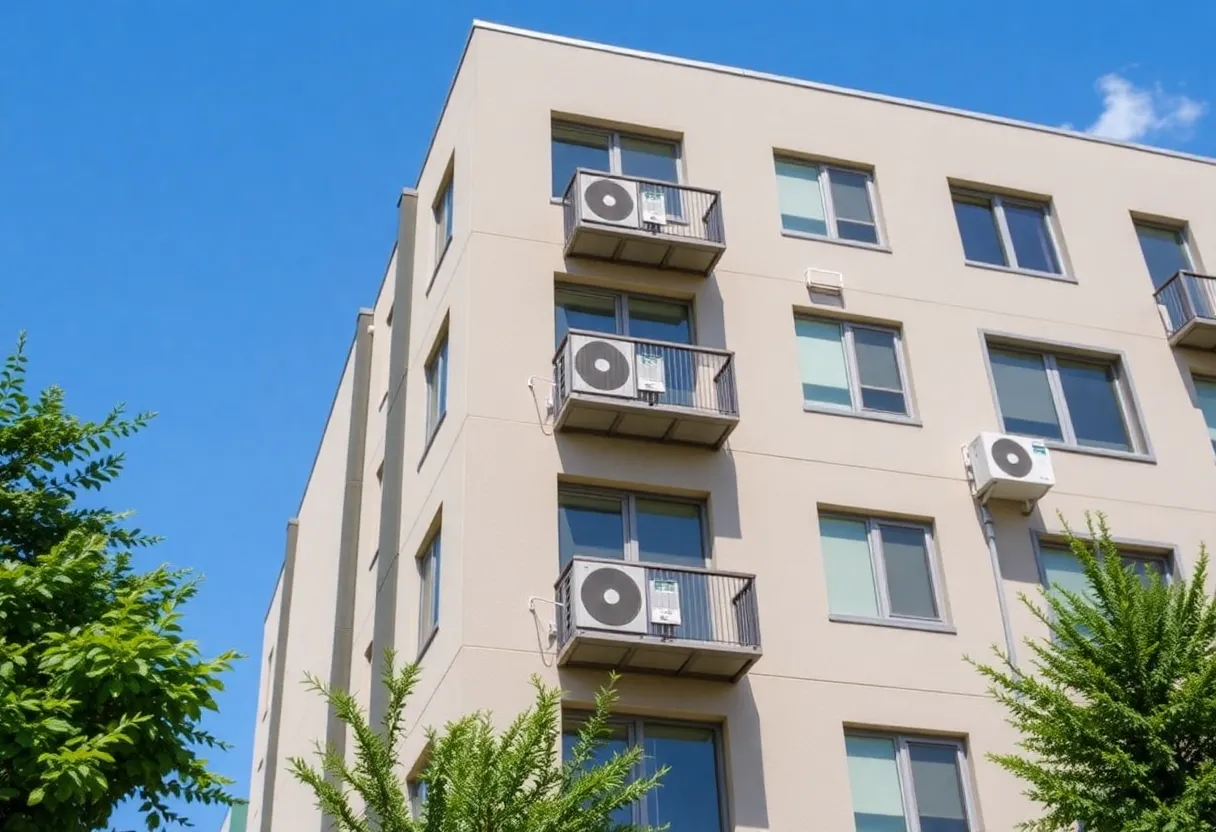 Residential building in Austin with visible air conditioning units