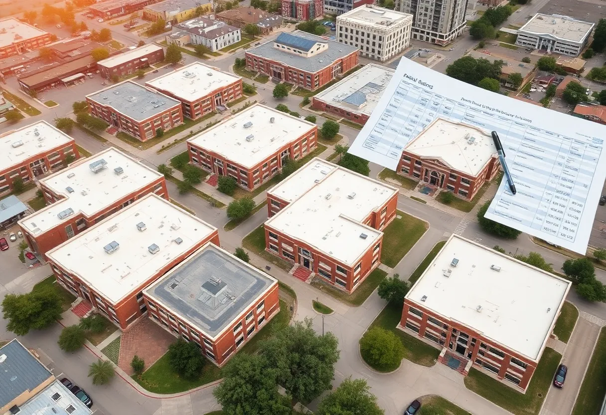 Austin school buildings representing the budget crisis