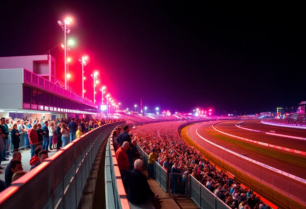 Excited fans at the F1 US Grand Prix Austin with race cars and musical performances.