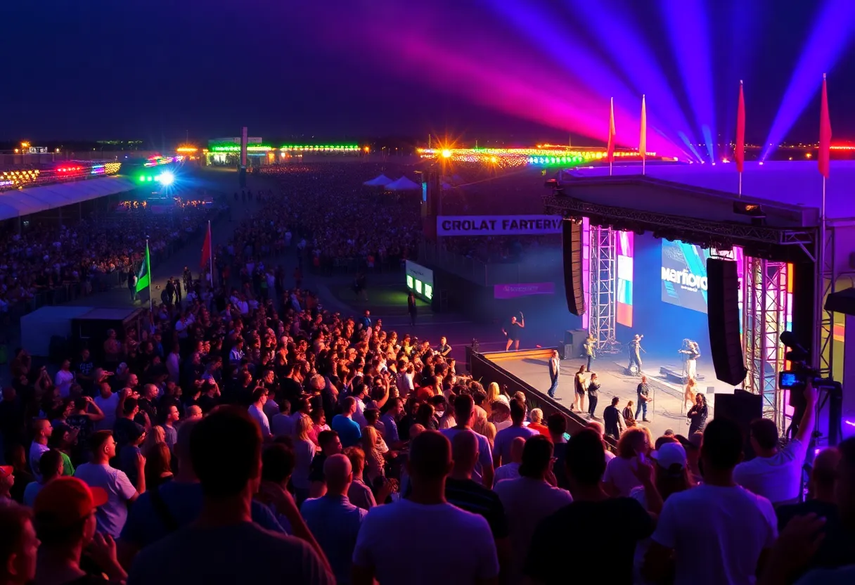 Crowd enjoying a live music concert at the Formula 1 Grand Prix in Austin 2025