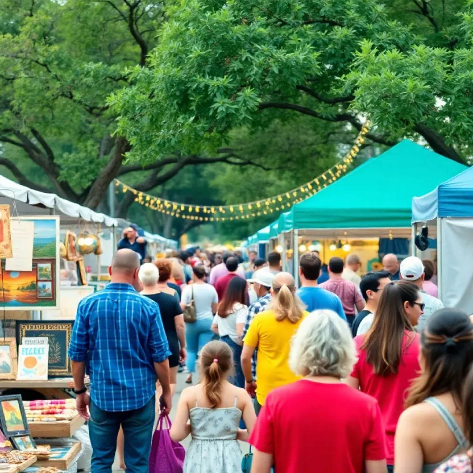 Vibrant market scene featuring local vendors and visitors enjoying The Front Market in Austin