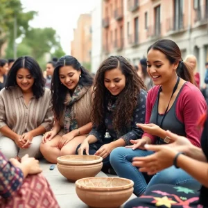 Women participating in social activities through the Les Amis app.