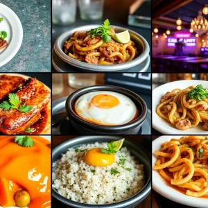 A variety of dishes from new restaurants in Austin showcasing cultural diversity.