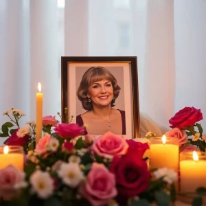 Candles and flowers in memory of actress Michelle Trachtenberg